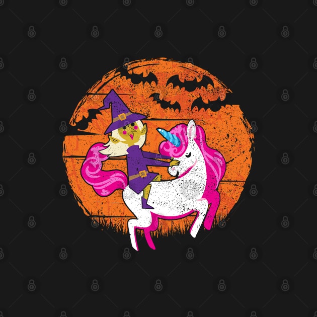 Witch Riding Unicorn Cute Halloween Design For by stockwell315designs