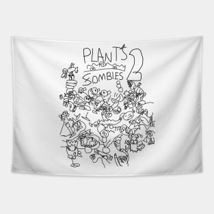 Plants vs Zombies Doodle Up Tapestry