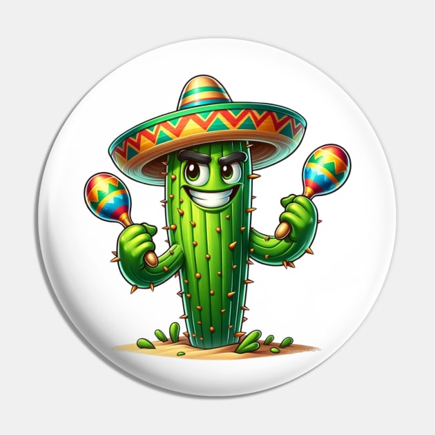 Fiesta Cactus - The Desert's Rhythmic Soul Pin by vk09design