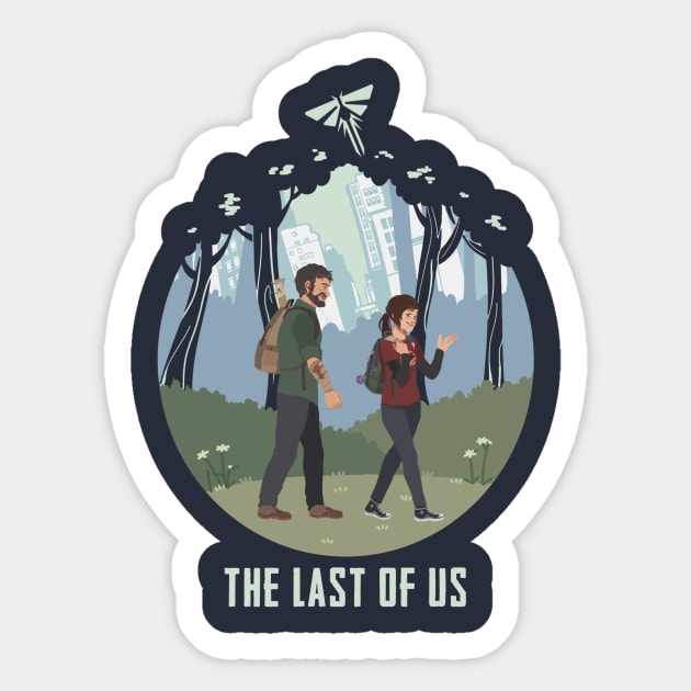 The Last of Us (PT. I) - Ellie and Joel cartoon/comic ver. (with TLOU  logo) Sticker for Sale by ShapedCube