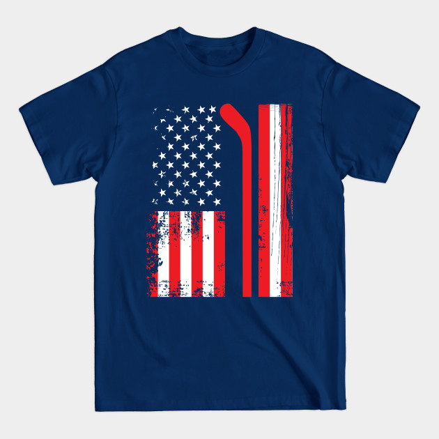 Discover Hockey USA Flag Patriotic Ice Hockey - America - T-Shirt