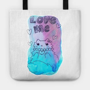 Love Me Fluffy Watercolor Cat Tote