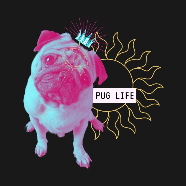 Pug Life Dog Vaporwave Party Techno Glitch Fun by Maggini Art