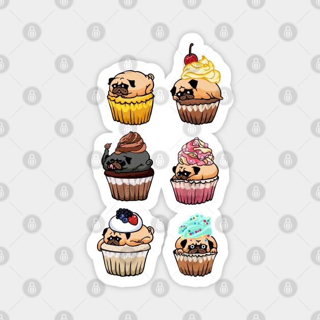 Cupcake Pugs Magnet by huebucket