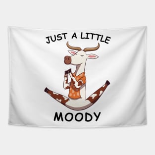 Just A Little Moody, funny cow doing yoga Tapestry