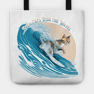 Even Cats Ride the Waves Tote