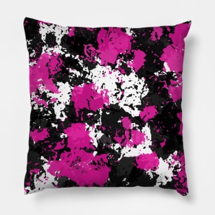 Black, Pink and White Splats Pillow