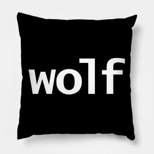 Wolf Minimal Typography White Text Pillow