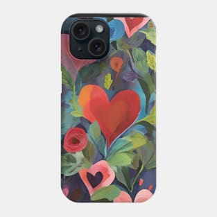 Colorful Floral Hearts Pattern Valentines Day Love Painting Phone Case