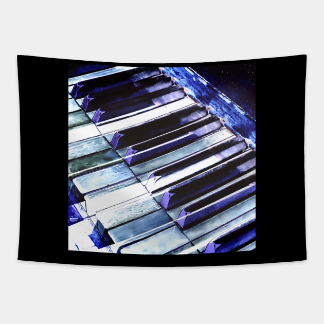 Blue Abstract Piano Keys Tapestry by jaiogencimusa