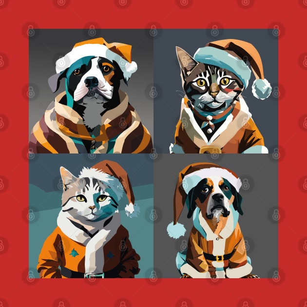 Dogs & Cats dressed as Santa Clause by TheBlackSheep