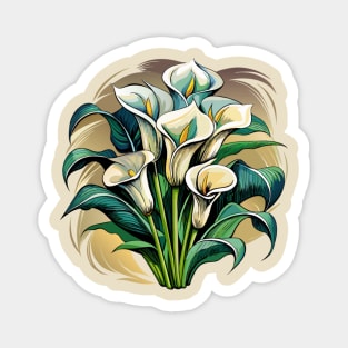 Calla Lilies Ink wash painting Magnet