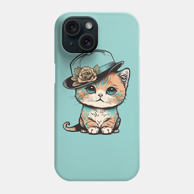 Cat Retro Wearing a Hat Phone Case by artdise