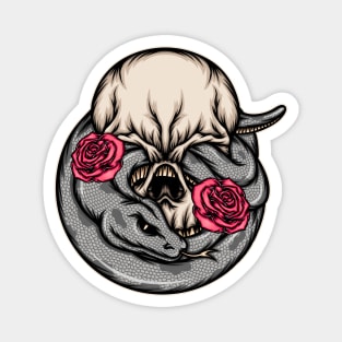 Cool snake skull with roses illustration Magnet