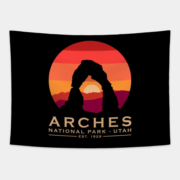 Arches National Park Utah - Est 1929 Tapestry by Sachpica