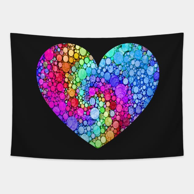 Colorful Polka Dot Heart International Dot Day Tapestry by CasperX10