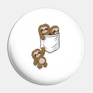 For Sloth Lovers Cute Kawaii Baby Sloths In Pocket Pin