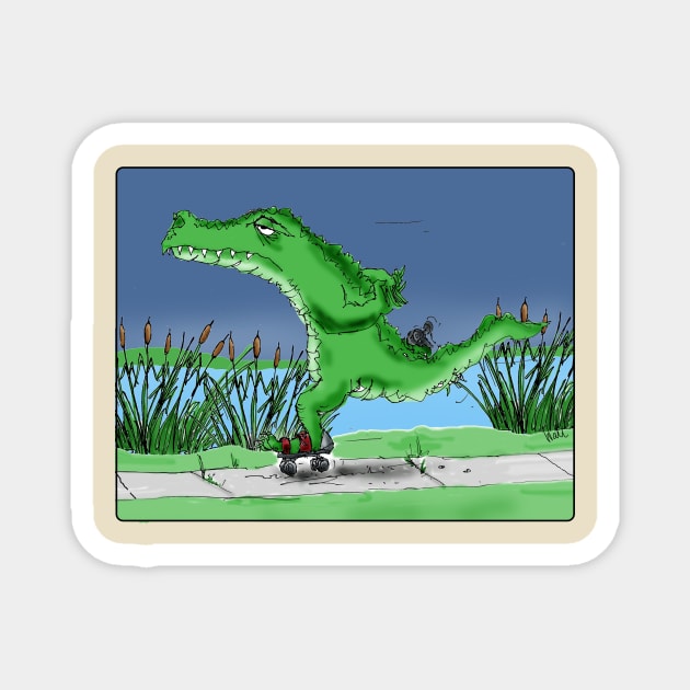 Gator Skater Magnet by Low_flying_Walrus