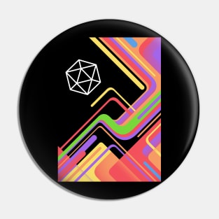 Retro Funk D20 Dice Rainbow Colors Pin