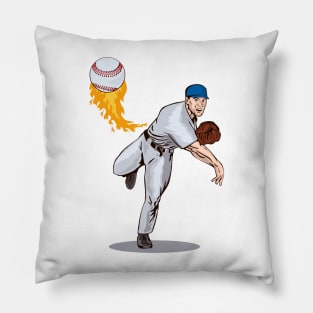 American Baseball Pitcher Retro Pillow