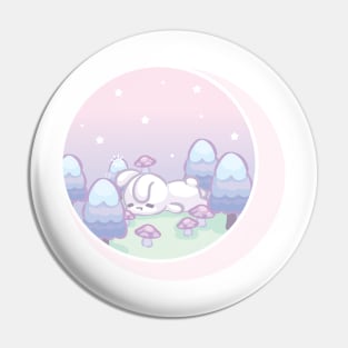 Cute Bunny Sleeping in a Forest Pin