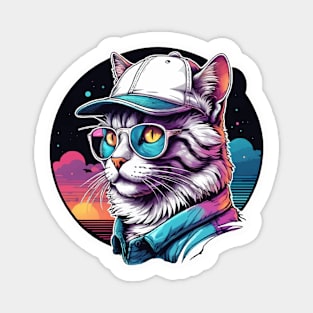 retrowave cat Magnet