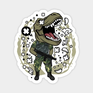 T Rex Army Illustration Magnet