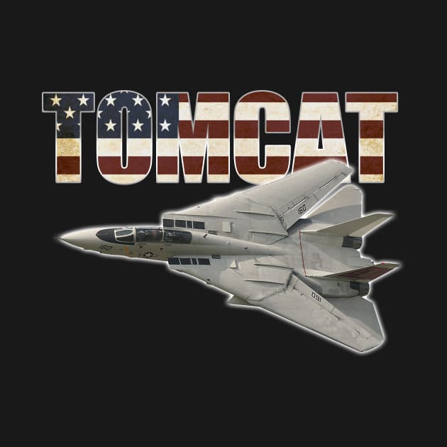 F-14 Tomcat Fighter jet US Airplane Aircraft Plane American America Flag by BeesTeez