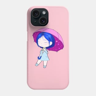 Cute chibi with umbrella Phone Case