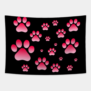 Pink Ombre Pawprint Pattern Tapestry