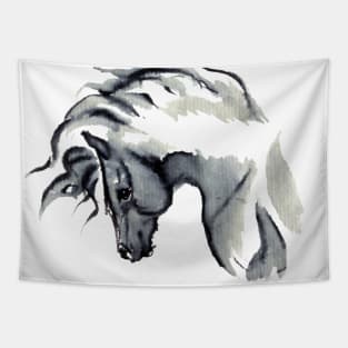 Gray Horse Watercolor Tapestry