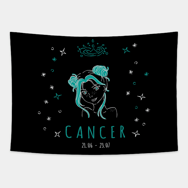 Cancer Zodiac Sign Tapestry by lorenfmaia