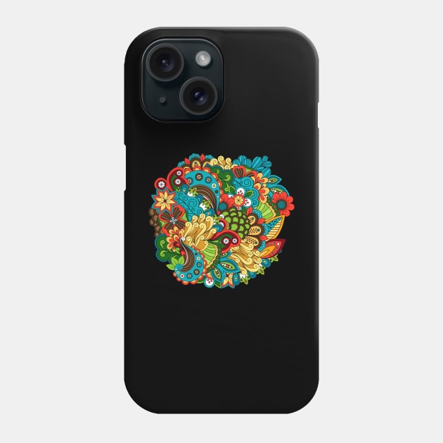 floral circular doodle ethnic Phone Case by Mako Design 