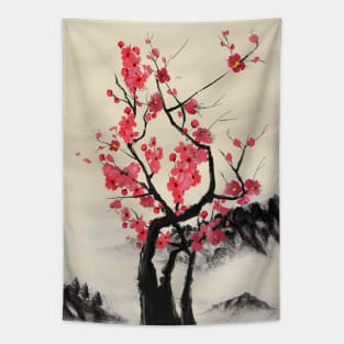 Cherry tree sumie Tapestry