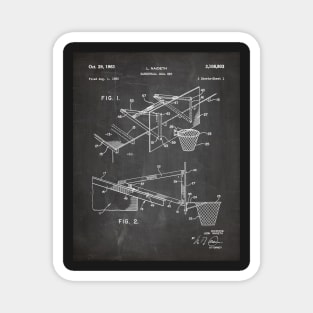 Basketball Patent - Basketball Player Coach Team Art - Black Chalkboard Magnet