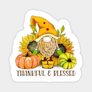 Thankful and Blessed Autumn Gnome Magnet