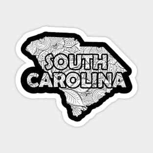 Mandala art map of South Carolina with text in white Magnet