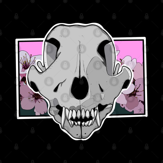 Dog skull with flowers by rob-cure