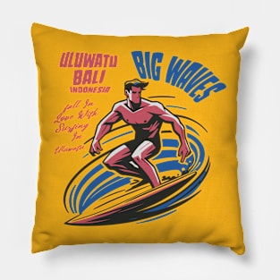 Uluwatu surf spot Bali, Indonesia.Vintage Pillow