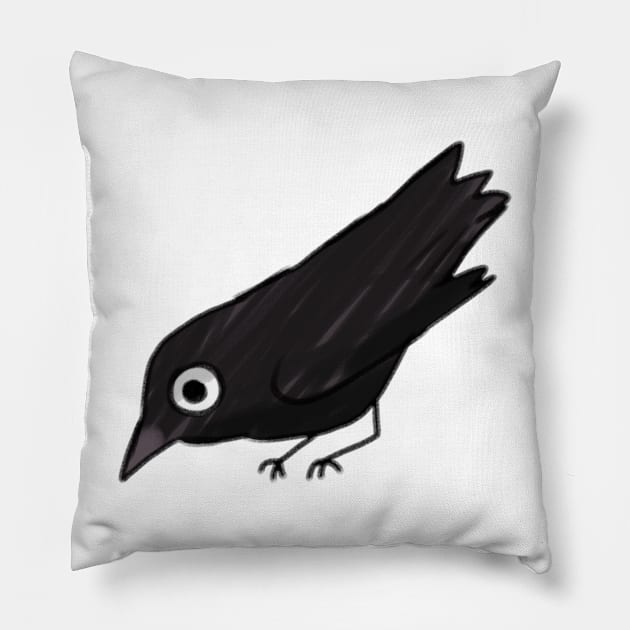 Funny crow illustration Pillow by Mayarart