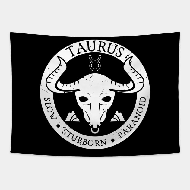 Savage Taurus Zodiac Antisocial Astrology Tapestry by atomguy