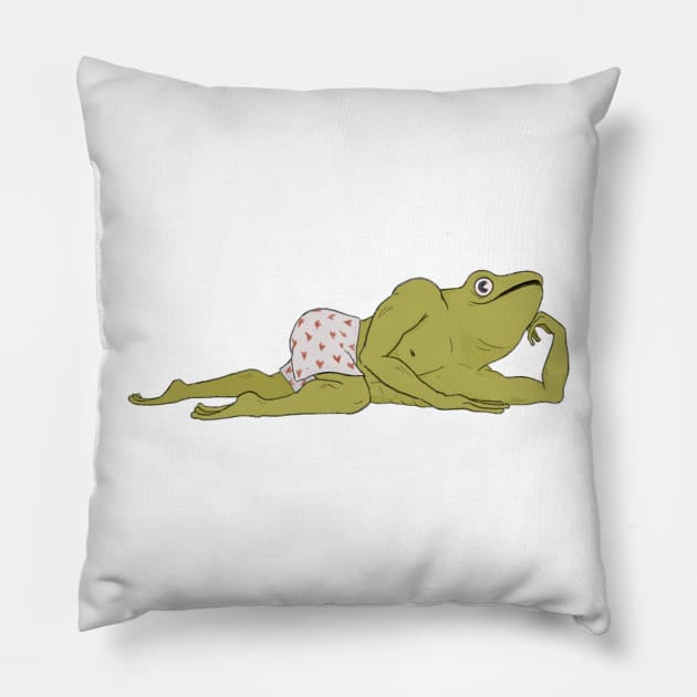 Sexy frog man pinup pose - Frog - Pillow