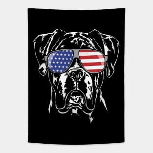 Proud Boxer Dog American Flag sunglasses Tapestry