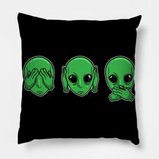 Hear Nothing See Nothing Say Nothing Ufos Space Pillow