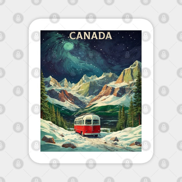 Canada Aurora Boreal Vintage Poster Tourism Magnet by TravelersGems