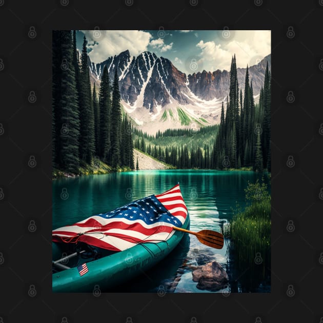 kayak paddle american flag by justingreen