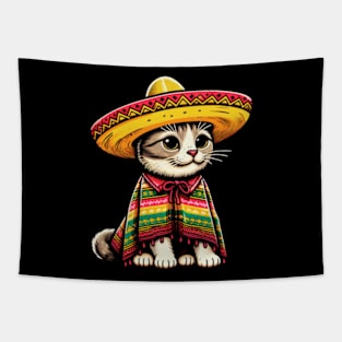 Cinco De Mayo Funny Mexican Cat Sombrero Poncho Men Women Tapestry