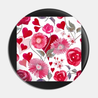 Valentine love hearts roses pattern Pin