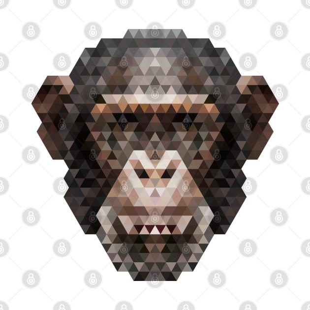 Minimalist Geometric Stylized Animals - Chimp by roksavworks