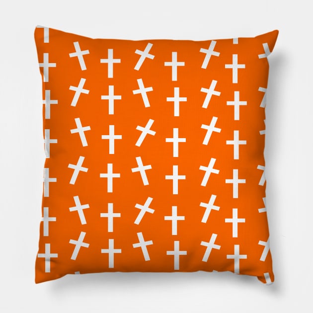 Christian cross Jesus orange Easter pattern Pillow by Baobabprintstore